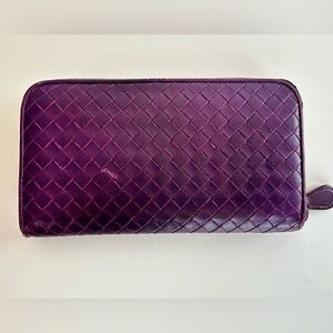 Bottega Venetta Purple Zippy Wallet